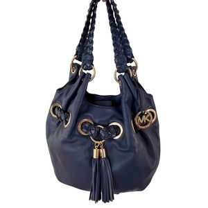 MICHAEL Michael Kors Camden Braided Straps Sapphire Blue Shoulder Bag!